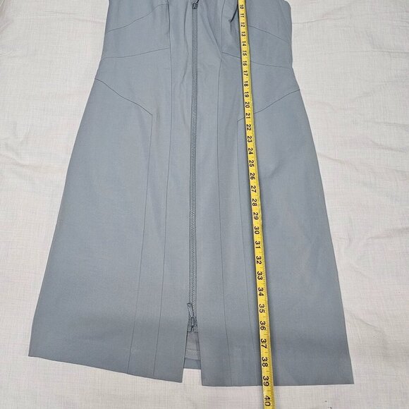 Lafayette 148 New York Sleeveless Full Zip Women Sheath Dress Size 8 Blue Cotton - Picture 5 of 14